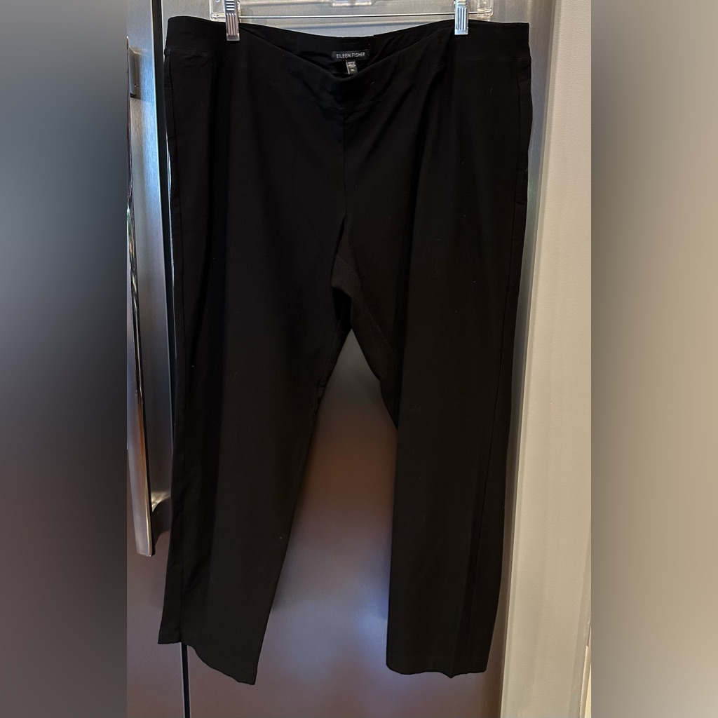 Eileen Fisher Black Stretch Crepe Pants Size Xl